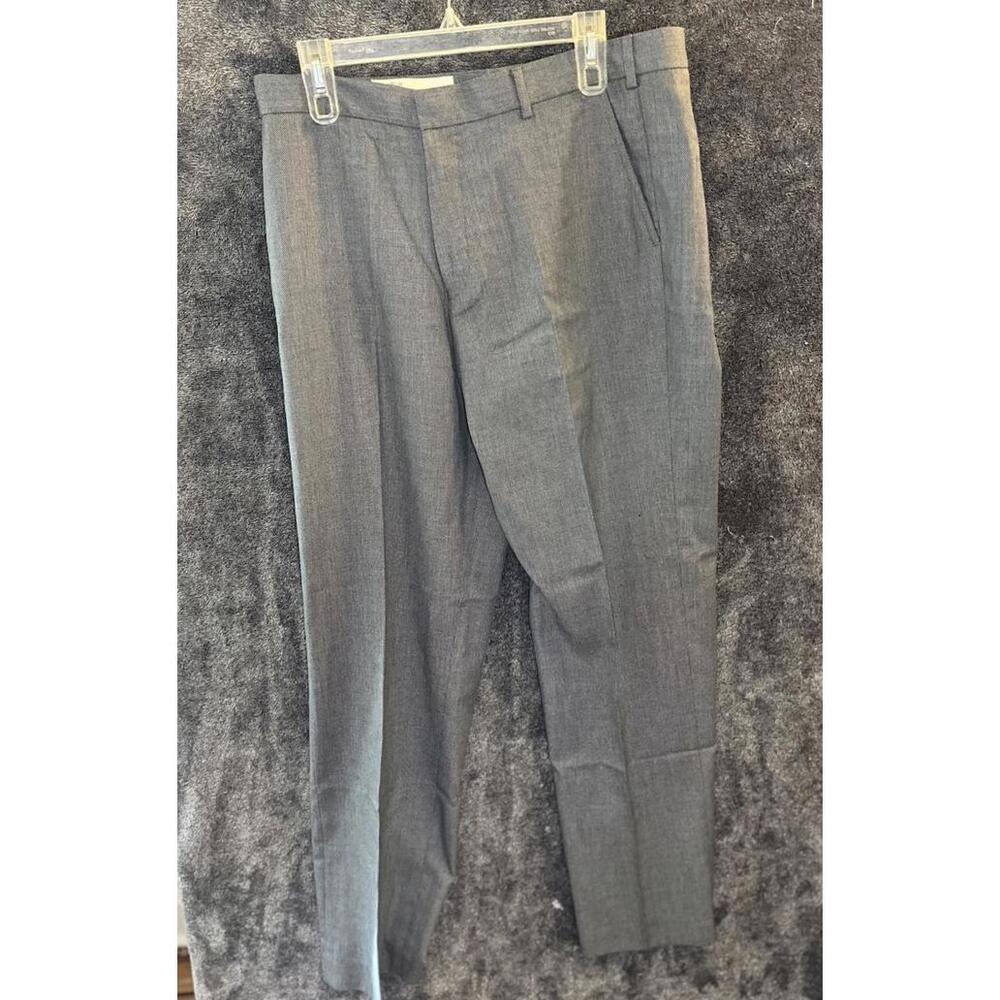Perry Ellis 34x32 Gray‎ Sharkskin Dress Pants Poly-Viscose
